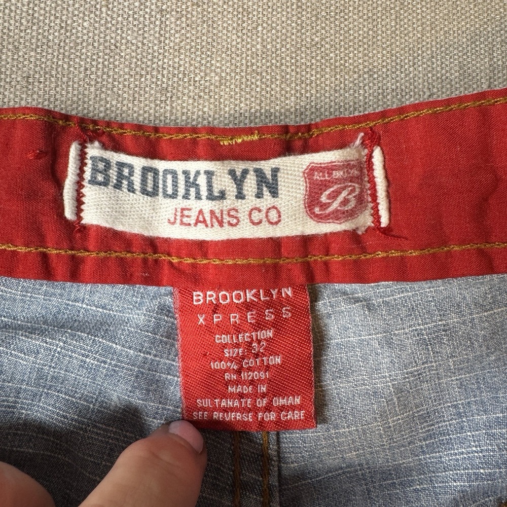 VTG Brooklyn Express Jean Shorts Men 32 Long Baggy Denim Washed Out Fade Y2K - Picture 7 of 7